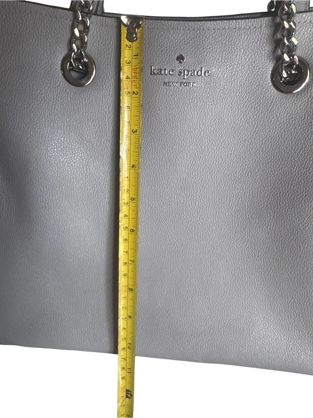 Kate Spade Gray Infinite Large Triple Compartment Leather Tote Two Way Strap